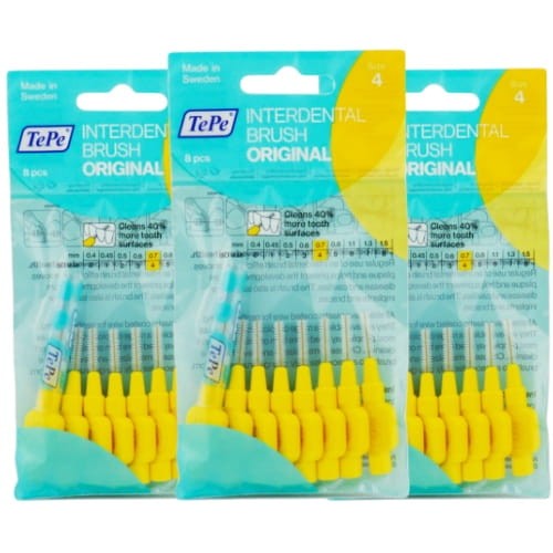 3x TePe szczoteczki międzyzębowe - żółte 0,7mm 8 szt.