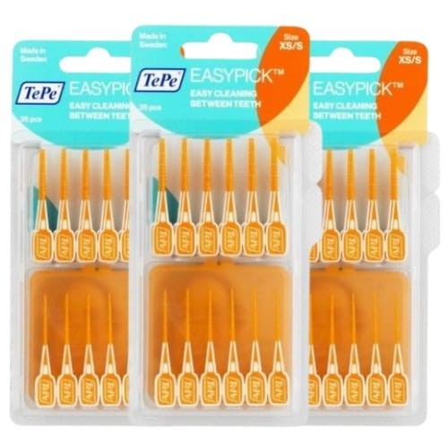 3x TePe EasyPick XS/S - pomarańczowe gumki do czyszczenia przestrzeni międzyzębowych 36 szt.