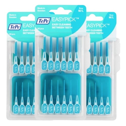 3x TePe EasyPick M/L - niebieskie gumki do czyszczenia przestrzeni międzyzębowych 36 szt.