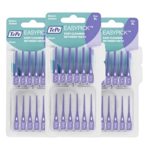 3x TePe EasyPick XL - fioletowe gumki do czyszczenia przestrzeni międzyzębowych 36 szt.
