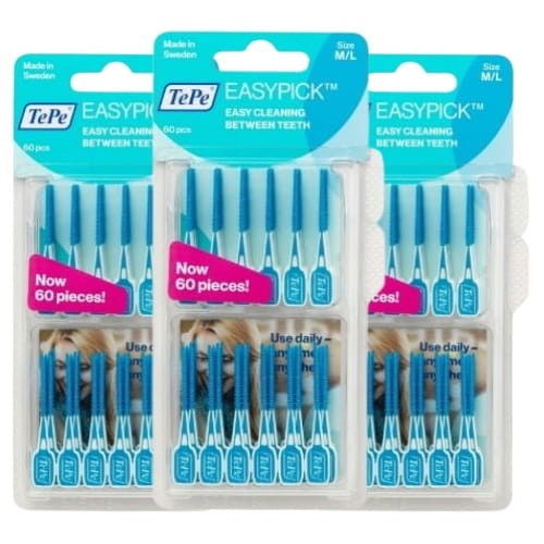3x TePe EasyPick M/L - niebieskie gumki do czyszczenia przestrzeni międzyzębowych 60 szt.