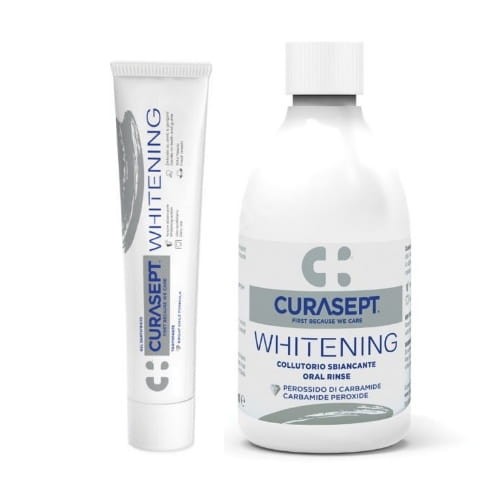 ZESTAW CURASEPT WHITENING - pasta 75ml + płyn 300ml