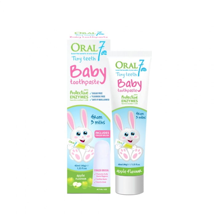 ORAL7 BABY TINY TEETH - pasta do zębów dla dzieci od 3 miesięcy do 3 lat o smaku jabłkowym 40ml