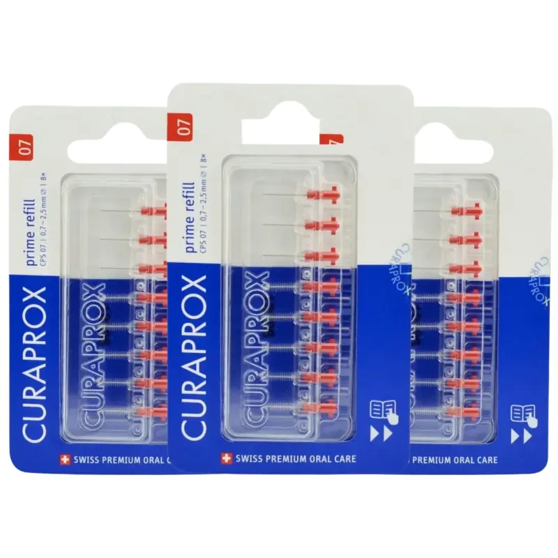 3x CURAPROX CPS 07 PRIME 8 sztuk - szczoteczki międzyzębowe czerwone