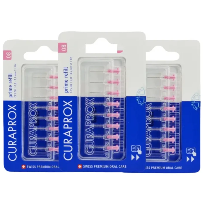 3x CURAPROX CPS 08 PRIME 8 sztuk - szczoteczki międzyzębowe różowe