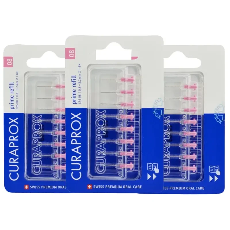 3x CURAPROX CPS 08 PRIME 8 sztuk - szczoteczki międzyzębowe różowe