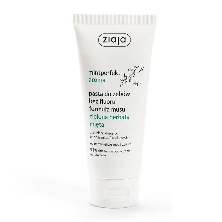 ZIAJA MINTPERFEKT AROMA - pasta do zębów bez fluoru formuła musu zielona herbata mięta 100ml