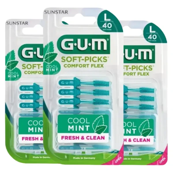 3x GUM Soft Picks Comfort Flex MINT L - elastyczne wykałaczki o smaku miętowym 40 szt.