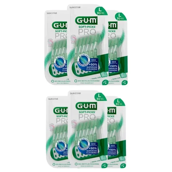 6x GUM Soft Picks PRO Large - elastyczne wykałaczki 30 szt.