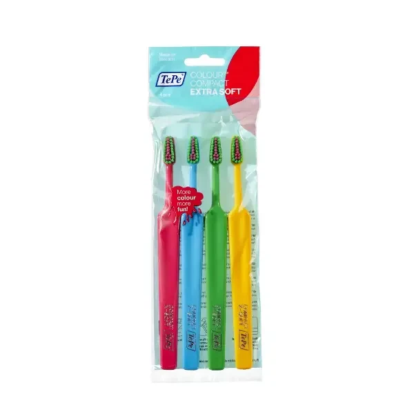 TEPE COLOUR COMPACT EXTRA SOFT - zestaw bardzo miękkich szczoteczek 3+1 CELLO