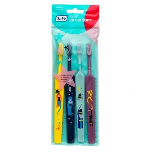 TEPE SELECT COMPACT KIDS EXTRA SOFT - zestaw bardzo miękkich szczoteczek do zębów dla dzieci 3+ lat 4 szt.