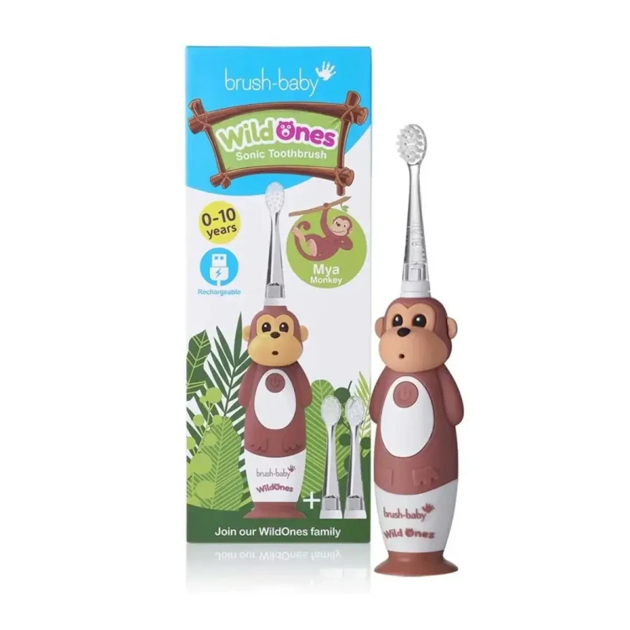 BRUSH-BABY WILDONES - szczoteczka soniczna dla dzieci 0-10 lat MAŁPKA
