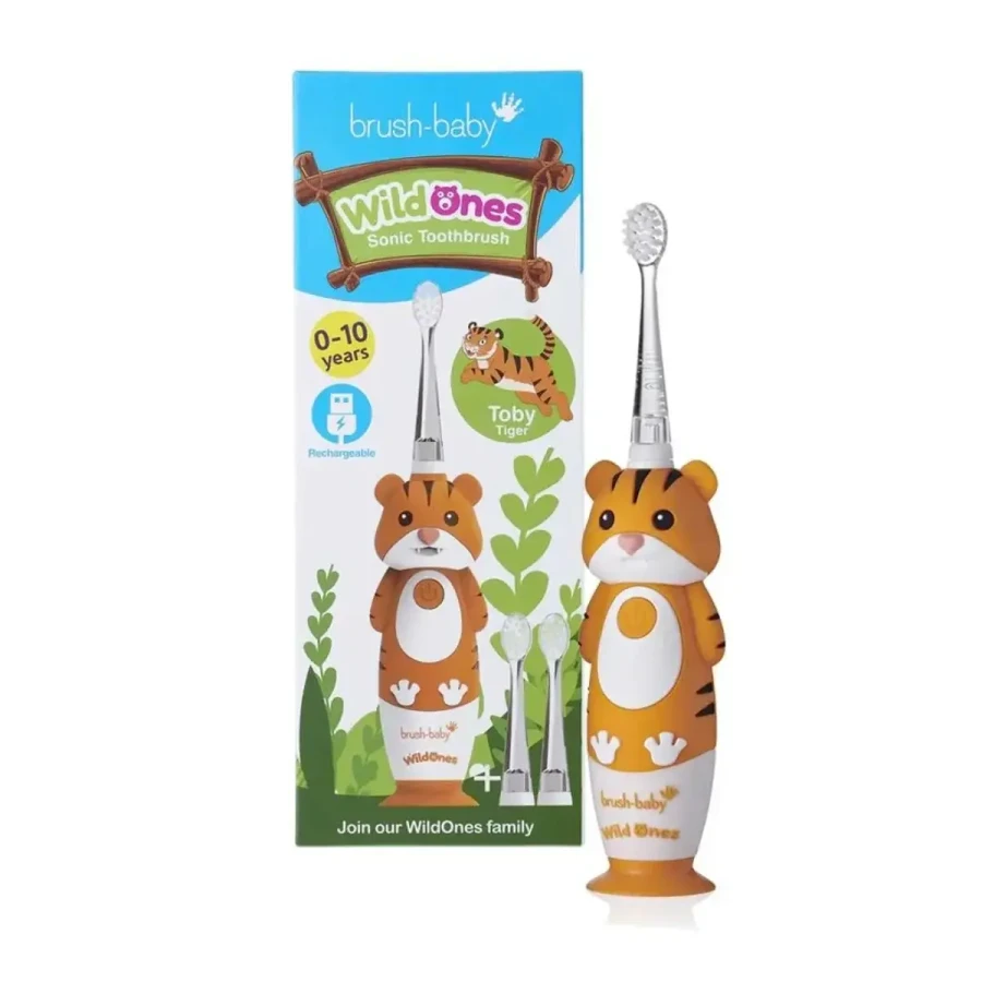 BRUSH-BABY WILDONES - szczoteczka soniczna dla dzieci 0-10 lat TYGRYSEK