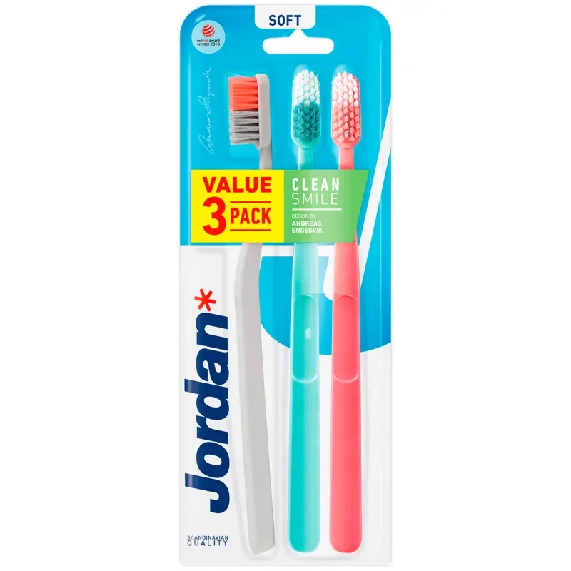JORDAN CLEAN SMILE SOFT - miękka szczoteczka do zębów 3szt.