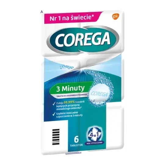COREGA TABS 3 MINUTY - tabletki do czyszczenia protez zębowych i aparatów ortodontycznych 6szt.