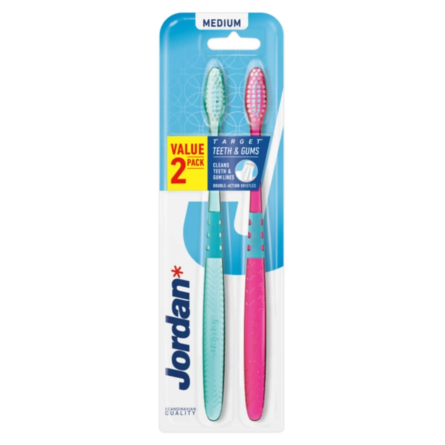 JORDAN TARGET TEETH AND GUMS MEDIUM - szczoteczka manualna średnia 2szt.