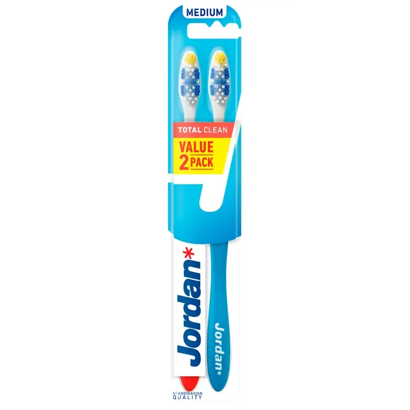 JORDAN TOTAL CLEAN MEDIUM - średnia szczoteczka do zębów 2szt.