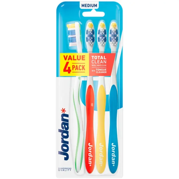 JORDAN TOTAL CLEAN MEDIUM - średnia szczoteczka do zębów 4szt.