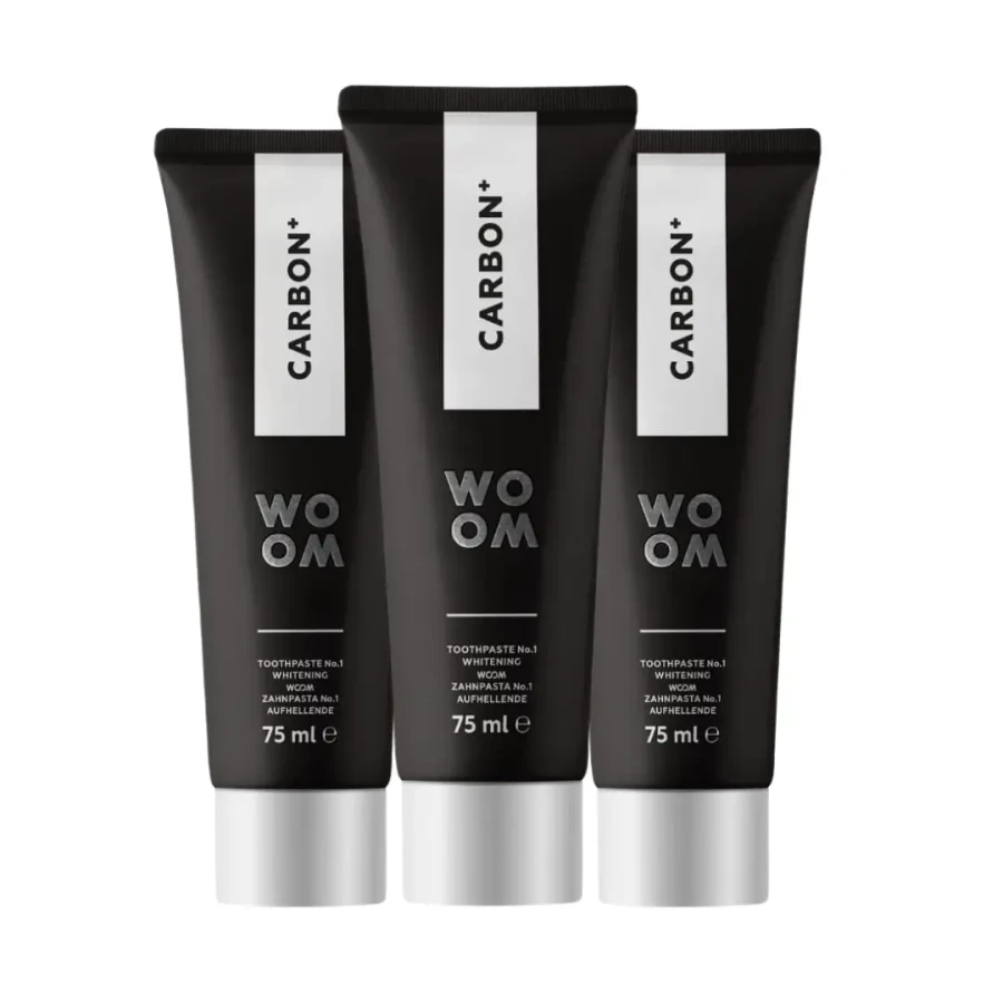 3x WOOM CARBON+ - czarna pasta wybielająca do zębów 75ml