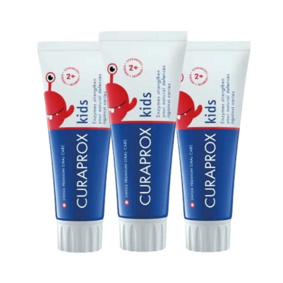 3x CURAPROX KIDS - pasta do zębów bez fluoru dla dzieci powyżej 0 lat o smaku truskawki 60ml