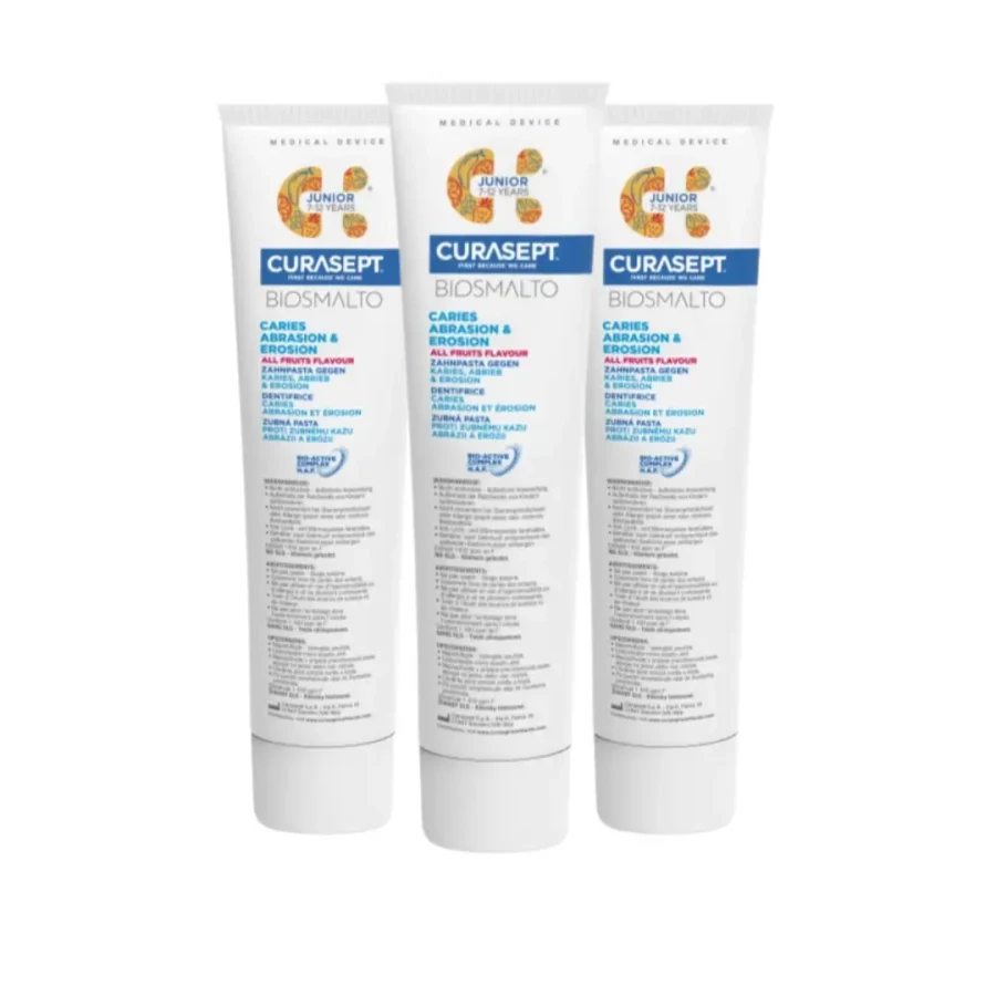 3x CURASEPT BIOSMALTO JUNIOR pasta do zębów tutti-frutti 75ml