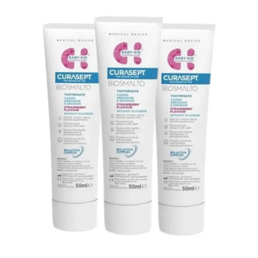 3x CURASEPT BIOSMALTO BABY-KID - pasta truskawkowa 50ml