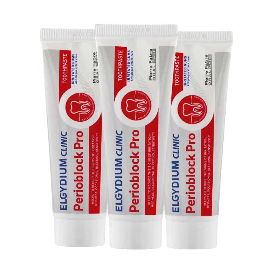 3x ELGYDIUM CLINIC PERIOBLOCK PRO - pasta do zębów na podrażnione dziąsła 50ml