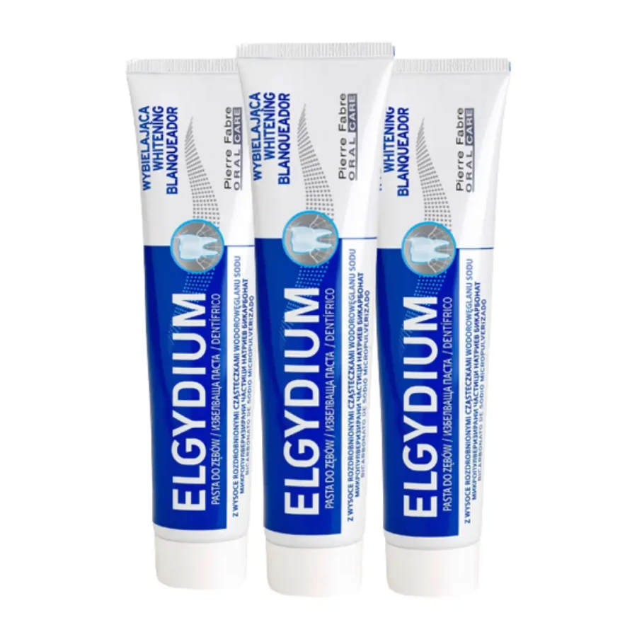 3x ELGYDIUM WHITENING - wybielająca pasta do zębów 75ml