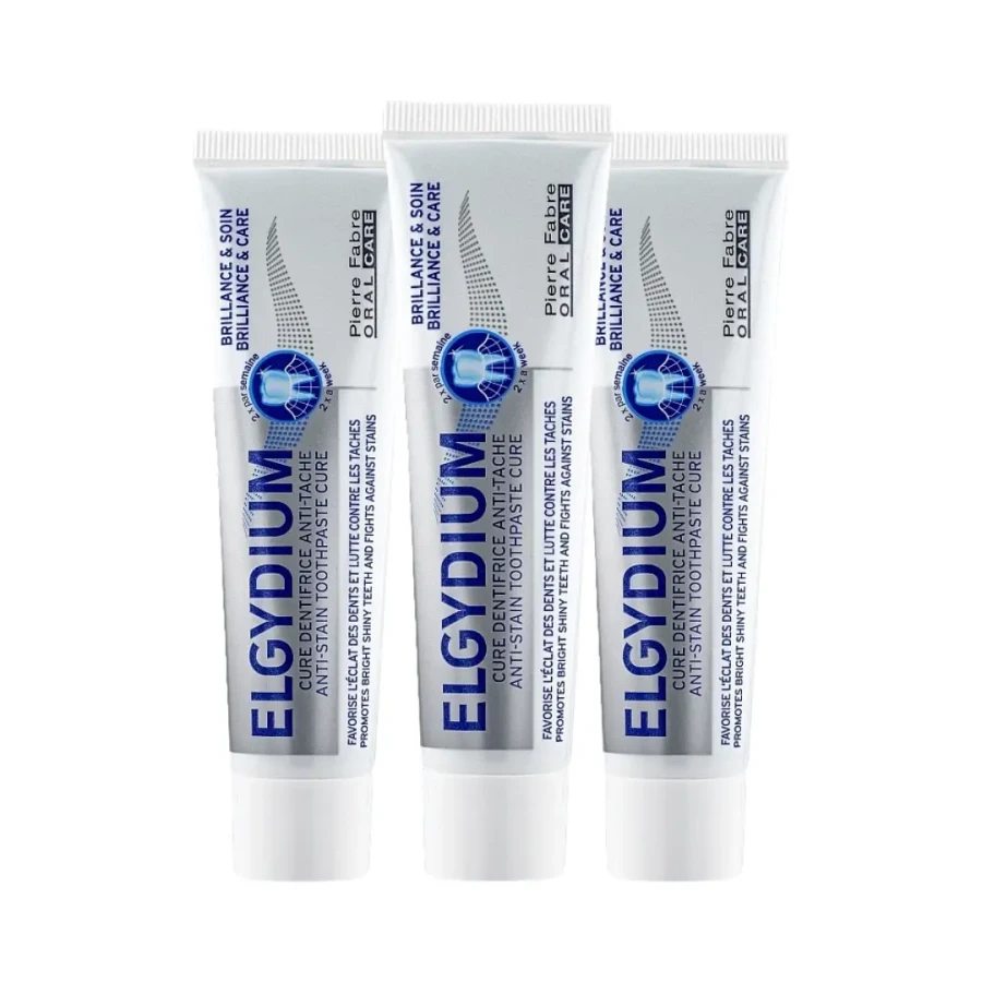 3x ELGYDIUM BRILLIANCE&CARE - pasta do zębów przeciw przebarwieniom 30ml