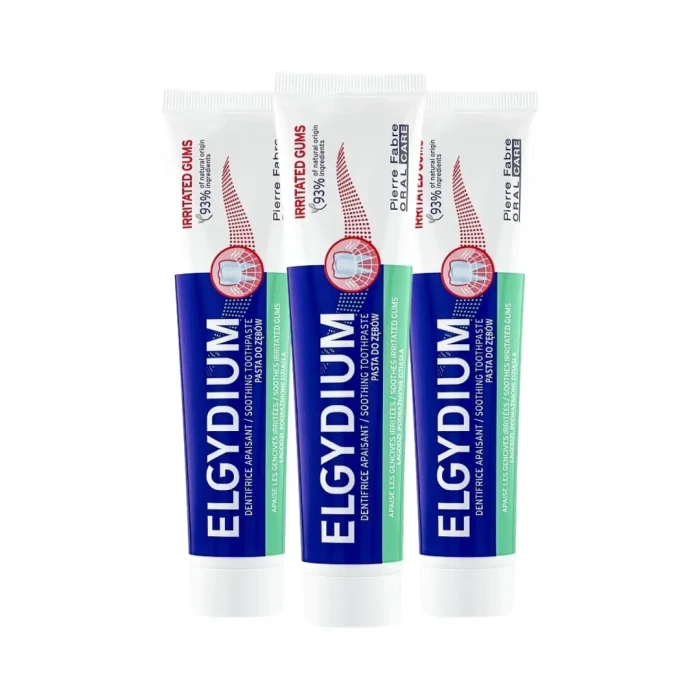 3x ELGYDIUM DENTIFRICE APAISANT - pasta do zębów na podrażnione dziąsła 75ml