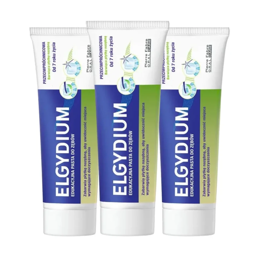 3x ELGYDIUM PASTA EDUKACYJNA - pasta wybarwiająca płytkę na zielono 50ml