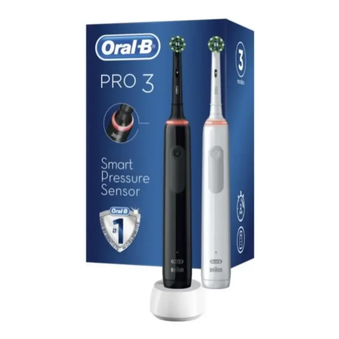ORAL-B PRO 3 3900 BLACK/WHITE - zestaw szczoteczek elektrycznych biała czarna