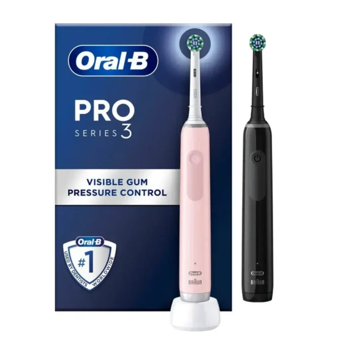 ORAL-B PRO 3 3900N BLACK/PINK - zestaw szczoteczek elektrycznych czarna/różowa