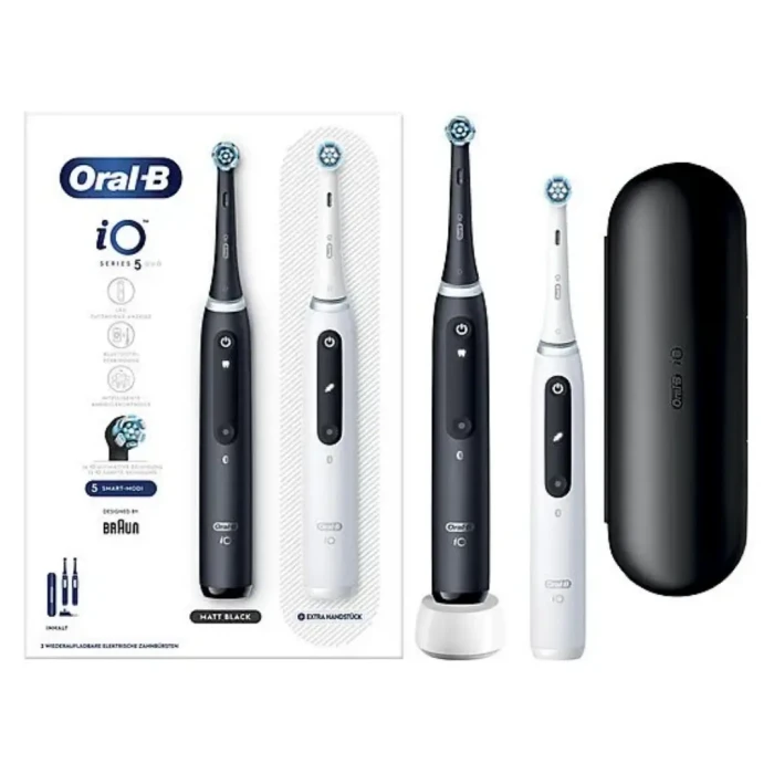 ORAL-B iO SERIES 5 DUO MATT BLACK/QUITE WHITE - zestaw szczoteczek elektrycznych CZARNA/BIAŁA