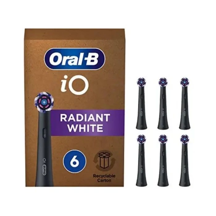 ORAL-B iO RB WB-6 RADIANT WHITE - końcówki do szczoteczki elektrycznej czarne 6 szt.