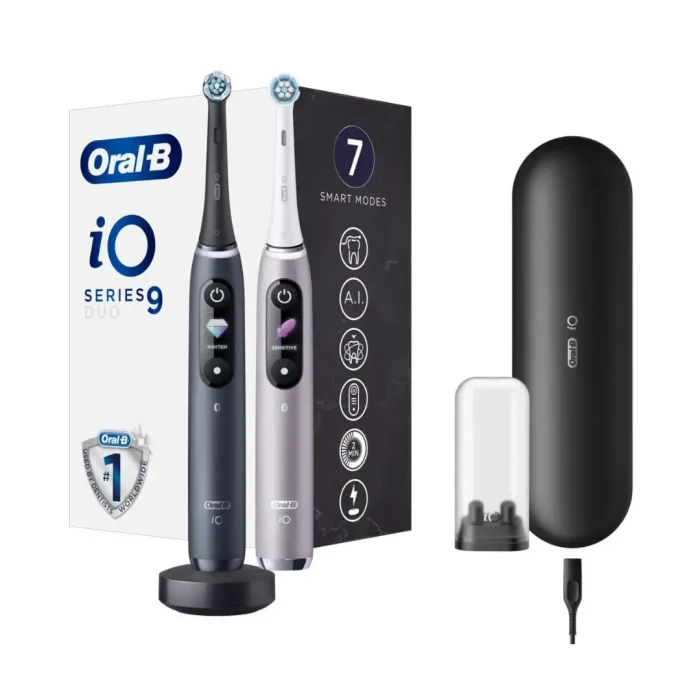 ORAL-B iO 9 Duo -  zestaw dwóch szczoteczek Black Onyx/Rose Quartz