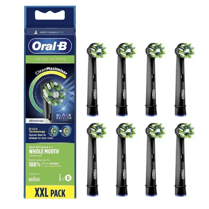 ORAL-B Black Cross Action EB50RB-8 - końcówki do szczoteczki elektrycznej czarne 8 szt.