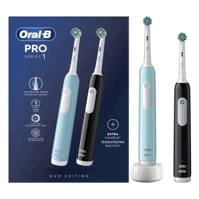 ORAL-B PRO Series 1 Duo Edition - zestaw szczoteczek elektrycznych do zębów niebieska/czarna