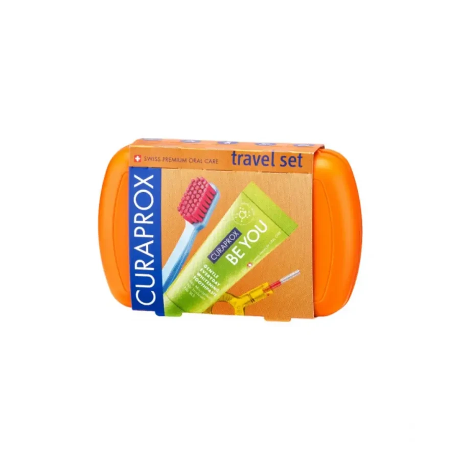 CURAPROX BE YOU TRAVEL SET - zestaw podróżny do higieny jamy ustnej pomarańczowy