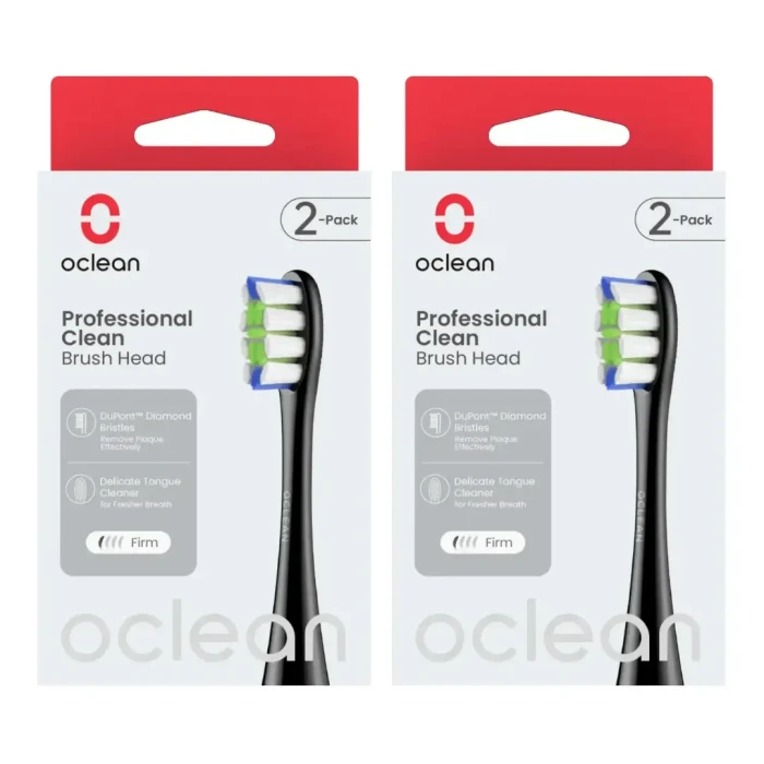 2x OCLEAN B02 P1C5 PROFESSIONAL CLEAN - końcówki wymienne do szczoteczki sonicznej Oclean czarne 2 szt.