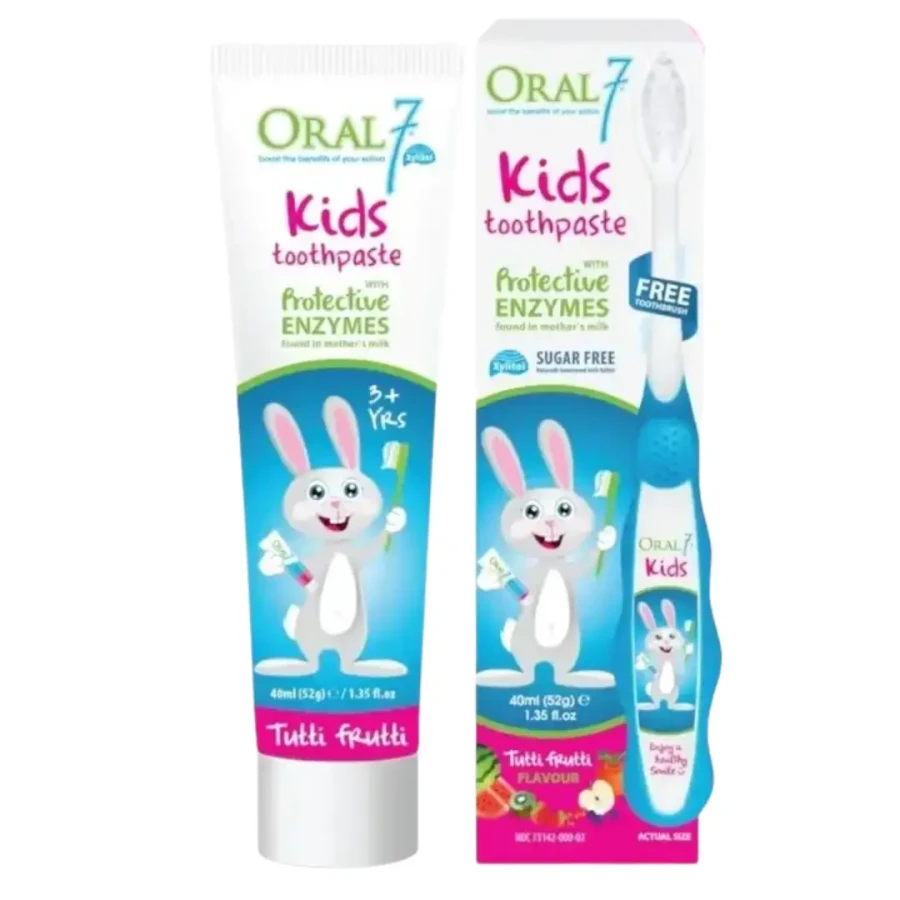 ORAL7 KIDS - pasta do zębów dla dzieci 3+ lat o smaku tutti-frutti 50ml + szczoteczka do zębów