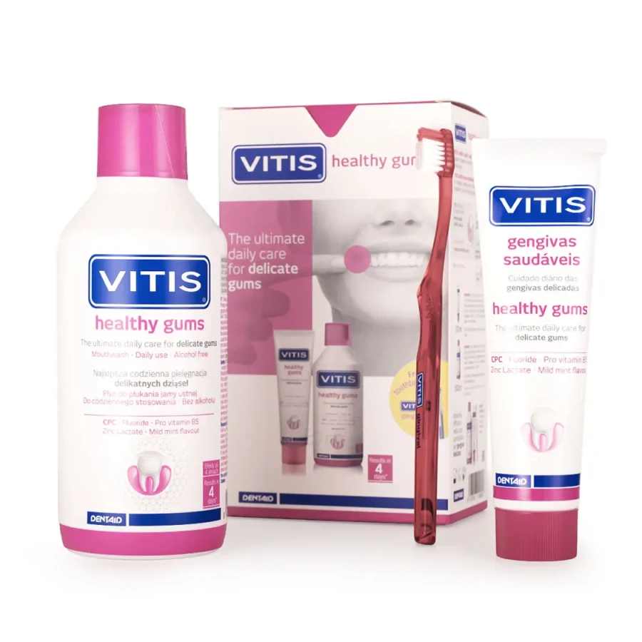VITIS HEALTHY GUMS - zestaw do dziąseł płyn + pasta + szczoteczka