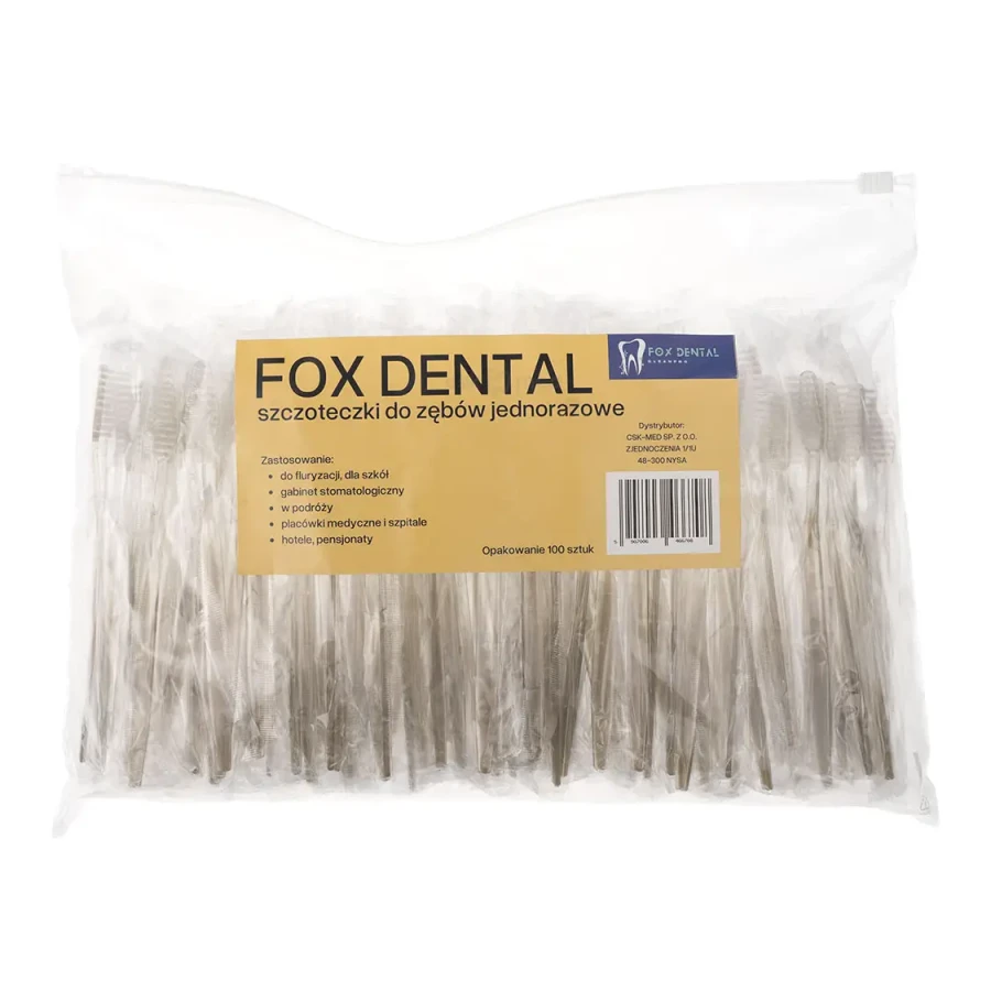 FOX DENTAL - jednorazowe szczoteczki do zębów żółte 100szt.