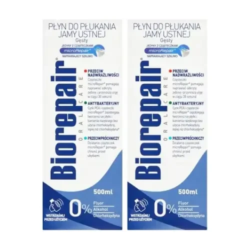 2x Biorepair OralCare Plus  - remineralizujący płyn do płukania jamy ustnej 500 ml