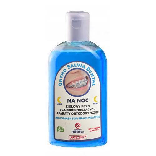 Alfa Ortho Salvia Dental Noc - Płyn do płukania jamy ustnej dla osób noszących aparaty ortodontyczne 200 ml