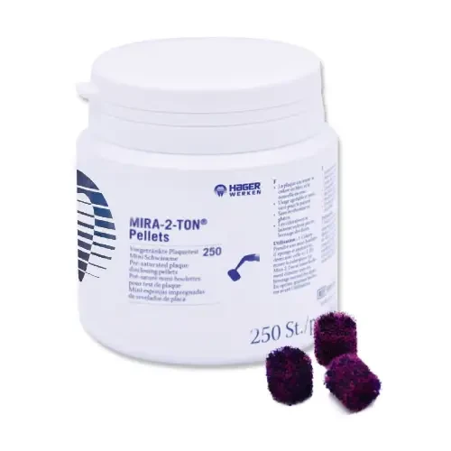 Miradent Mira-2-Ton Pellets – Mini gąbki do wybarwiania płytki nazębnej, 250 szt.
