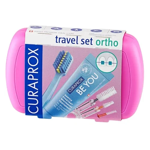 Curaprox Travel Set Ortho – podróżny zestaw do higieny jamy ustnej wersja różowa