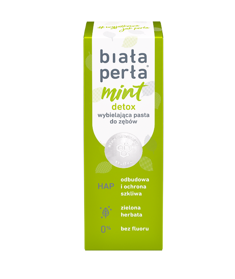 BIAŁA PERŁA NATURAL AND WHITE MINT DETOX - naturalna, wybielająca pasta do zębów 75ml