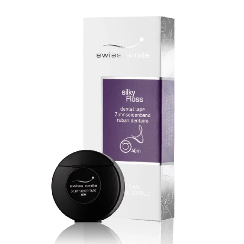 Swiss Smile Silky Floss - jedwabista srebrna nić dentystyczna z woskiem pszczelim 40 m