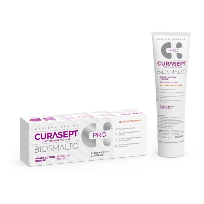 Curasept Biosmalto Imact Action Moouse Pro - mus intensywnie wzmacniający szkliwo o smaku wieloowocowym 150 ml